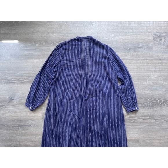 Vtg 90s LL BEAN Purple Striped Cotton Flannel Pajama Nightgown Sleepwear Sz L - Picture 6 of 8